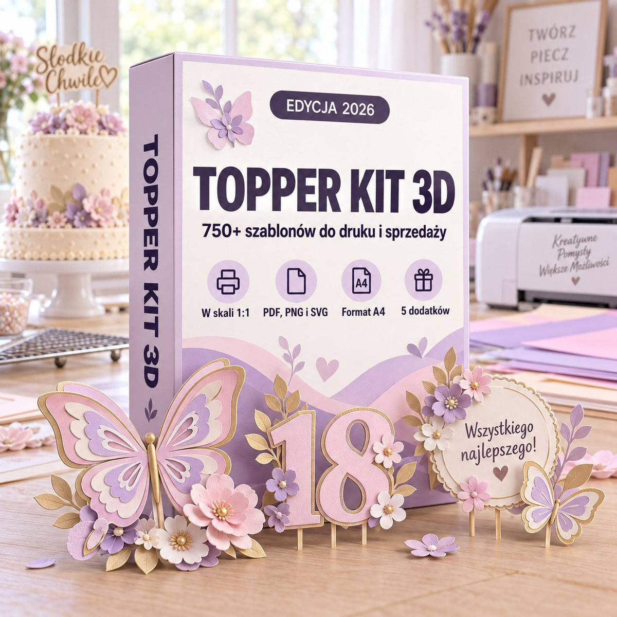 Topper Kit 3D — ponad 750 szablonów do druku i sprzedaży